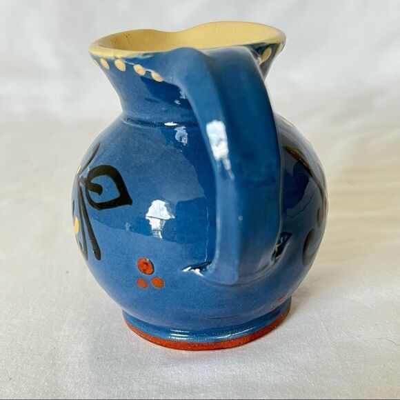 Vintage Ceramic Creamer Blue Handmade Hand Painted - Picture 5 of 9